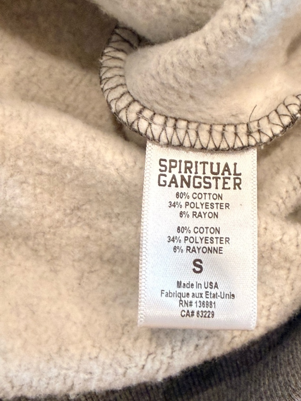 Spiritual Gangster Deep Trance Sound Bath Boyfriend Crew Sweatshirt Gray S NWT - Picture 5 of 5